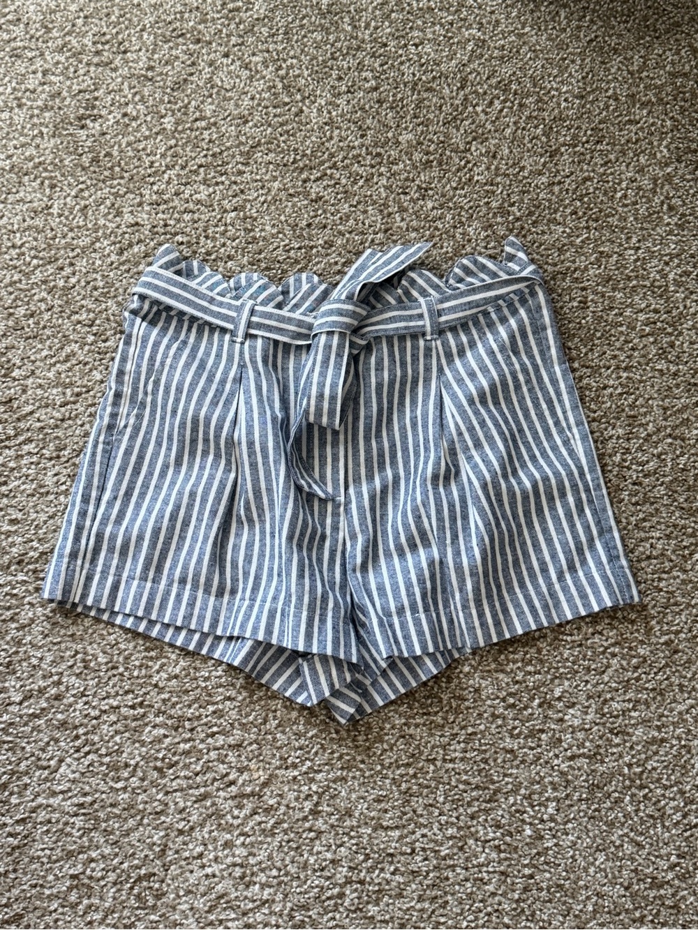 Jun & Ivy Striped Tie-Waist Women’s Shorts - Blue/White M